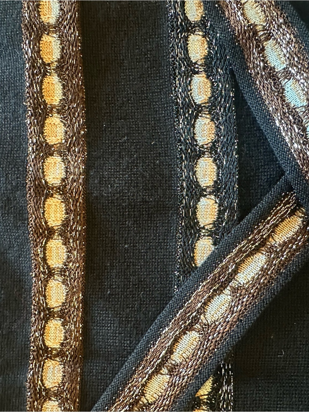 Missoni Black dress with Teal and Gold Embroidered Straps - Picture 3 of 4